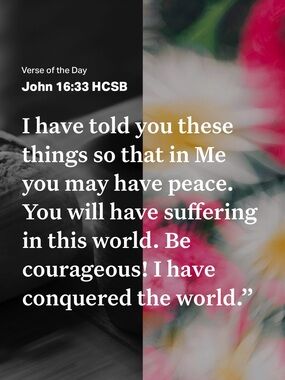 Inspirational John 16:33 Verse Art - Floral Gradient